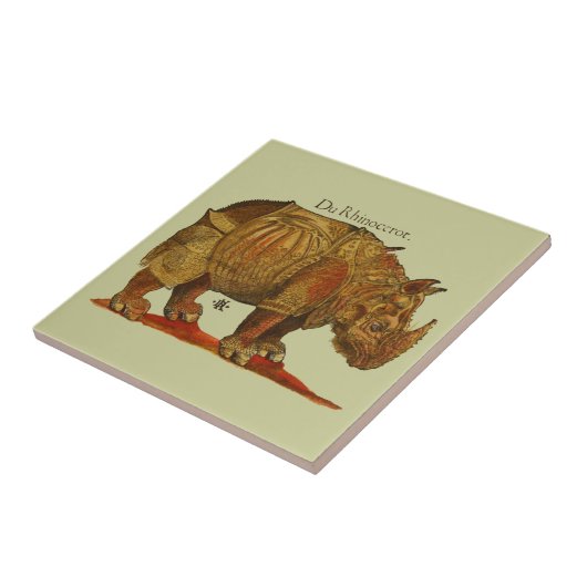 Vintage Rhino Durer's Rhinoceros Antike Fliese (Seite)