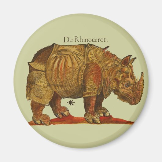 Vintage Rhino Durer's Rhinoceros Antike Magnet (Vorne)