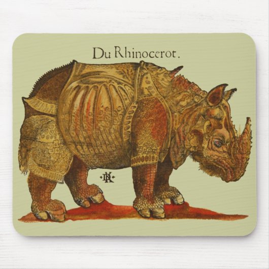 Vintage Rhino Durer's Rhinoceros Antike Mousepad (Vorne)