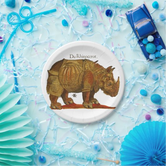 Vintage Rhino Durer's Rhinoceros Antike Pappteller (Party)
