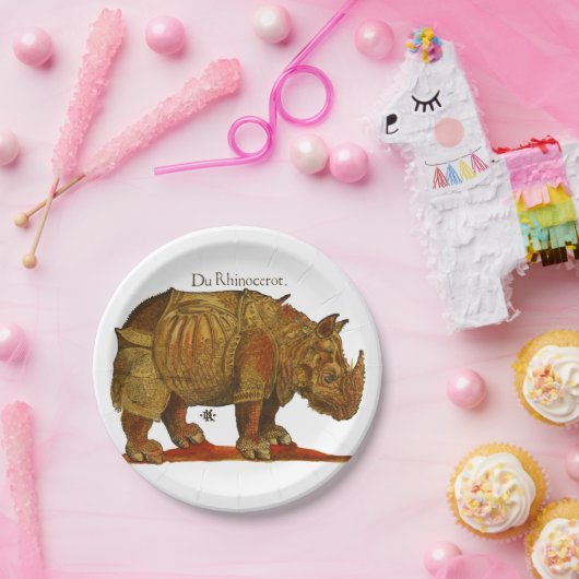 Vintage Rhino Durer's Rhinoceros Antike Pappteller (Party)