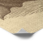 Vintage Rhino-Illustration auf Burlap Poster (Ecke)