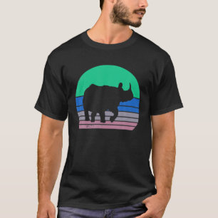 Vintage Rhino Retro Rhino Silhouette Niedlich Natu T-Shirt