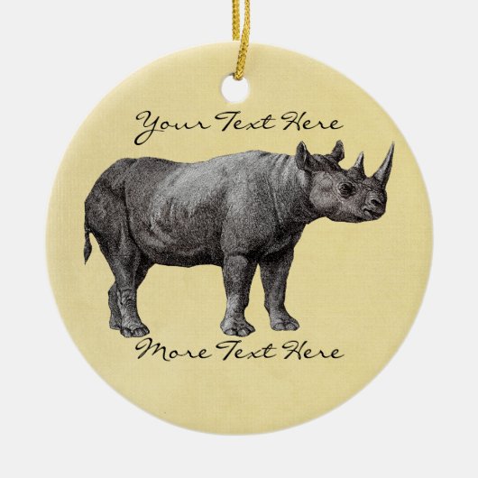 Vintage Rhino-Verzierung Keramik Ornament (Vorne)