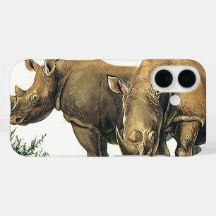 Vintage Rhinos oder Rhinozeros, wild lebende Jungt iPhone 16 Hülle