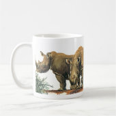 Vintage Rhinos oder Rhinozeros, wild lebende Jungt Kaffeetasse (Links)