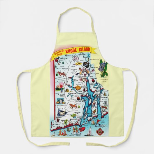 Vintage Rhode Island Karte Schürze (Vorderseite)