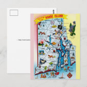 Vintage Rhode Island Map Postcard Postkarte (Vorne/Hinten)