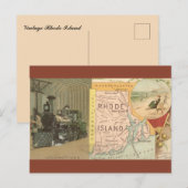 Vintage Rhode Island Map Postkarte (Vorne/Hinten)