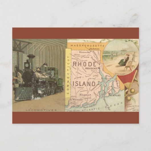Vintage Rhode Island Map Postkarte (Vorderseite)