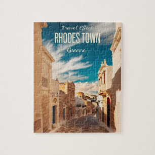 Vintage Rhodes Stadt Griechenland Reise Kunst Puzzle