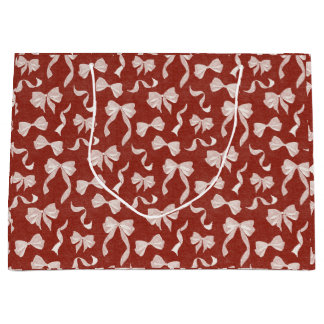 Vintage Ribbon & Bows Watercolor Leinen (Creme Rot Große Geschenktüte