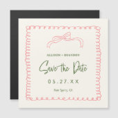 Vintage Ribbon-Save the Date Hochzeitsmagnete Magnetkarte (Vorne/Hinten)