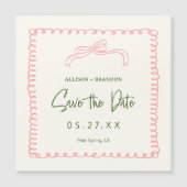 Vintage Ribbon-Save the Date Hochzeitsmagnete Magnetkarte (Vorderseite)