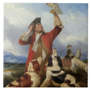 Vintage Richard Ansdell Jagdhunde Tier Hawking Fliese