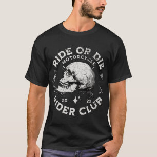Vintage Ride or Die Motorradclub-Grafik T-Shirt