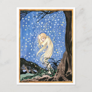 Vintage Rie Cramer Star Girl Illustration Postkarte