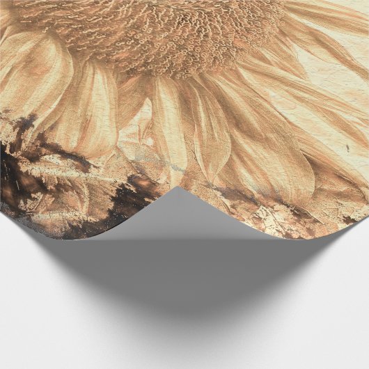 Vintage Riesenblumen bemalt rustikale Vignette Geschenkpapier (Ecke)