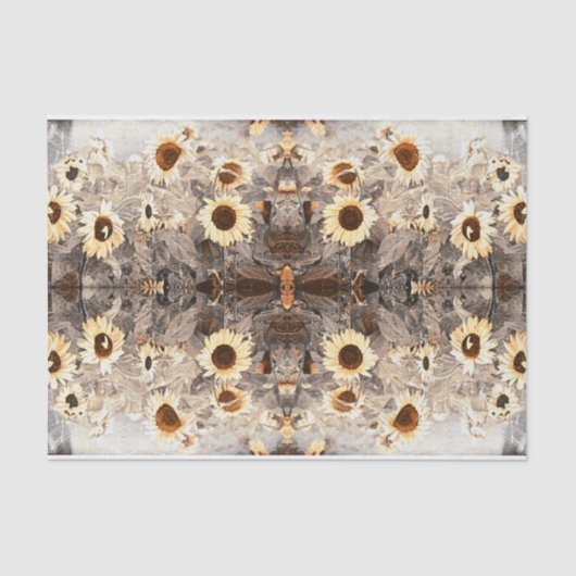 Vintage Riesenblüten Gelbes Brown Sepia Art Seidenpapier (Vorderseite)