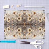 Vintage Riesenblüten Gelbes Brown Sepia Art Seidenpapier (Handwerk)