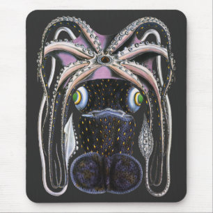 Vintage-Riesenkrake oder Tintenfisch, Meereslebewe Mousepad