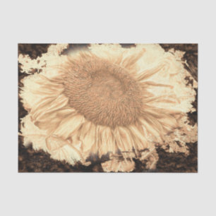 Vintage riesige Sonnenblumen bemalte rustikale Vig Seidenpapier