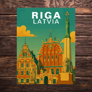 Vintage Riga, Lettland Retro Baltische Stadtansich Postkarte