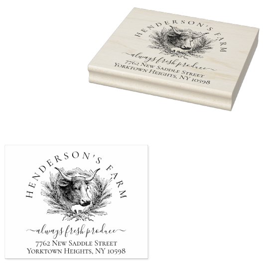 Vintage Rinderzuchtbetriebe Rücksendeadresse Gummistempel (Stempel)