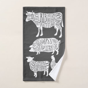Vintage-Rindfleisch-Schweinefleisch-Hähnchen-Schla Handtuch