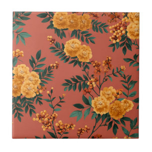 Vintage-Ringelblumen-Kalender-Blumenmuster Fliese