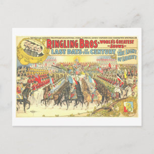Vintage Ringling Brothers Zirkuswerbung Lithograph Postkarte