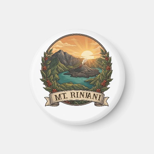 Vintage Rinjani Indonesien Vulkan Retro Magnet (Vorne)