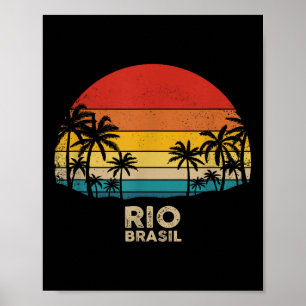 Vintage Rio De Janeiro - Brasilien Strand Souvenir Poster