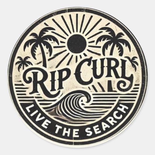 Vintage RIP CURL Surf Art Runder Aufkleber (Vorderseite)