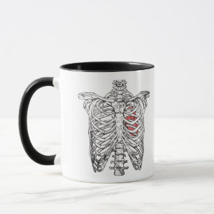 Vintage Rippenkäfig- und Herz-Anatomie-Halloween Tasse