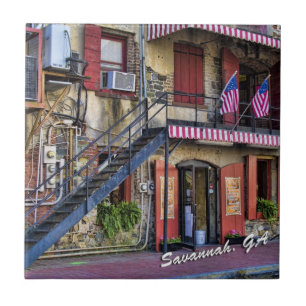 Vintage River Street Savannah Georgia Reisefoto Fliese