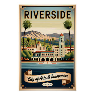 Vintage Riverside Kalifornien Stadt der Künste Ret Poster
