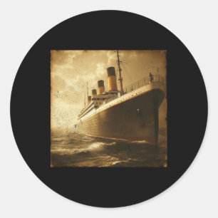 Vintage-RMS-Titanic-Kreuzfahrtschiff-Setting-Sail- Runder Aufkleber