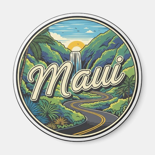 Vintage Road to hana Maui Hawaii Travel Magnet (Vorne)