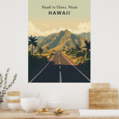 Vintage Road to Hana, Maui, Hawaii Travel Poster (Küche)