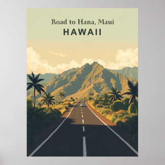 Vintage Road to Hana, Maui, Hawaii Travel Poster