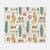 Vintage Road Trip Pattern (1) Fleecedecke (Vorderseite (Horizontal))