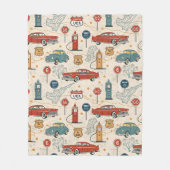 Vintage Road Trip Pattern (2) Fleecedecke (Vorderseite)