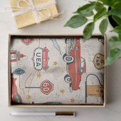 Vintage Road Trip Pattern (2) Seidenpapier (Geschenk)