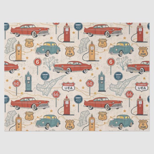 Vintage Road Trip Pattern (2) Seidenpapier (Vorderseite)