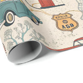 Vintage-Roadtrip-Muster (2) Geschenkpapier (Rolleneckpunkt)