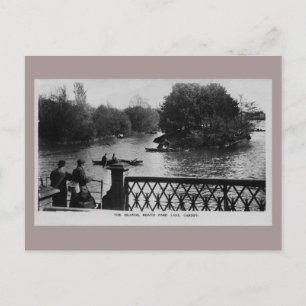 Vintage Roath Park Lake Cardiff Wales Foto Postkarte