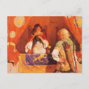 Vintage Robin Hood trifft Maid Marian von NC Wyeth Postkarte