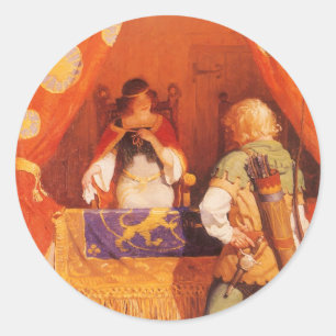 Vintage Robin Hood trifft Maid Marian von NC Wyeth Runder Aufkleber