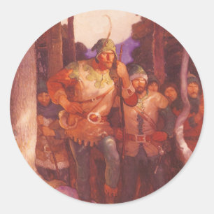 Vintage Robin Hood und seine fröhlichen Männer von Runder Aufkleber